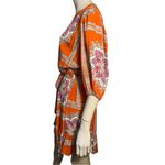 Anthropologie PORRIDGE  Women’s Sz M Orange Paisley Puff Sleeve Full Skirt Dress Photo 5