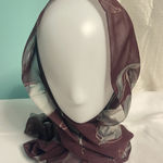 Women's Scarf Burgundy Rose Floral Sheer Light Wrap Red Photo 0