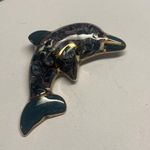 Hand Made Hand Crafted Ceramic Brooch Pin Dolphin Hand Painted Photo 1
