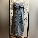 Stitching Puff Sleeve Dress Women's Denim Dresses Blue Size L Photo 3
