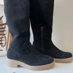 Free People Boots Tall Slouch Suede Pheonix Black Pull On Boots Size 38.5 Photo 4