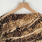 Chico's Brown & Tan Burnout Velvet Swirl Print 3/4 Flared Sleeve Boatneck Blouse Photo 8