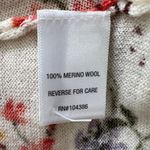 Garnet Hill Signature Eco Merino Wool Cardigan Large Cream Floral Button Front Photo 4