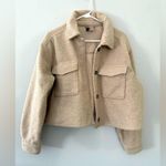 Divided H&M Teddy Jacket Cropped Jacket Sherpa Fuzzy Tan Beige Size S M L Photo 0