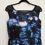 Milly  Bella Cityscape Pleated Mini Dress Blue Black 8 Photo 1