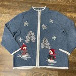 Designer Originals Studio Joy Christmas Holiday Snowman Sweater Women Large Wool Blue Photo 0