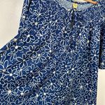 Lounge Vintage Womens 1X Top MuuMuu Shirt Short Sleeve Hawaiian Blue Floral Photo 1