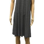 POL  Rayon Black and White Striped Sleeveless V Neck Shirt Stretch Midi Dress M Photo 1