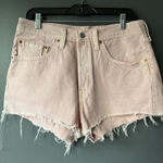Levi's 501 Pink Denim Shorts with Frayed Hem Photo 0