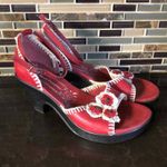 Hush Puppies  Messina red crochet Wedge heels women’s‎ Size 6.5 Photo 3
