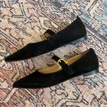 Boden Flat Buckle Mary Jane Ballet Flats Size 37 Suede Black Pointed Toe Shoes Photo 7