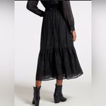 Modcloth  Shimmering Rainfall Metallic Midi Skirt Tier Aline Black AU 12 US 8 NWT Photo 2