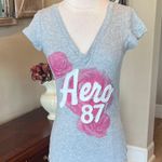 Aeropostale  Gray Plunge Neck T Shirt Short Sleeve New Photo 0