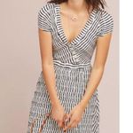 Maeve Anthropologie Paladino Henley Striped Textured Dress Black White Womens XS Photo 0