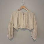 NWOT MABLE Cropped Bloused with Big Billowy Sleeves & Open Back Tan Color Size M Size M Photo 1