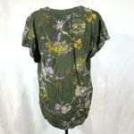 H&M LOGG olive green and purple vneck floral top size 6 Photo 4