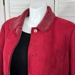 Lands’ End Faux Suede Sherpa Lined Chore Coat Cherry Red XL Photo 4