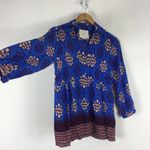 Anthropologie Maeve Woodland Walk Blue Boho Popover Button Top Size 8 Photo 11