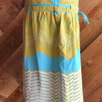Roxy Teal Blue Yellow Chevron Pattern Skirt Size 9 Photo 3