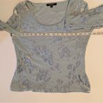 Karen Kane Lifestyle pastel mint green floral cut velvet long sleeve fitted top Photo 6