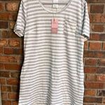 Serra NWT  Aldi women’s striped fleece lined t-shirt dress gray/white XL Photo 0