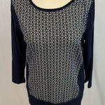 Two by Vince Camuto Navy Geometric‎ Print Tunic Top Blue Photo 0