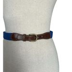 Vintage Fabric And Leather Fishing Theme Belt Size S Blue Photo 3