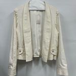 Chico's $109 Chico’s NEW Linen Jacket Solid Cropped Long Sleeve Size 2 blazer Photo 0