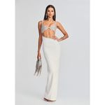 retrofete Fernanda Embellished Asymmetric Maxi Dress White/Silver Womens Size Sm White Photo 2