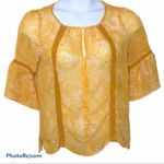 LC Lauren Conrad  Yellow Sheer Paisley Boho Blouse Bell Sleeves Small Photo 1