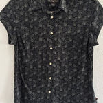 Vintage Polo Paisley Shirt Women Large Black Short Sleeve Western Festival Chore Photo 0