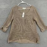 Simply Noelle Women S/M Tan Sequined Casual 3/4 Sleeve Top NWT Photo 0