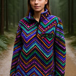 Wesc Milch Zigzag Fleece Pullover‎ Women's Medium Colorful 1/4 Zip Purple Photo 0
