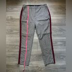 Boden Wool Houndstooth Black White Velvet Racing Stripe Pants Size 8 Career Photo 6