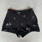 Ann Taylor  Black Blue Floral Embroidered Heavyweight Knit Tweed Shorts Pockets Photo 0
