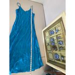Lulus All For Love Electric Blue Floral Jacquard Midi Satin Slip Dress Medium Photo 5