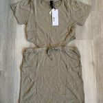 Bobi Revolve Cutout Detail Short Sleeves Mini Dress - basil green size Small Photo 0