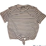Shein Striped Knot-Front T-Shirt Photo 3