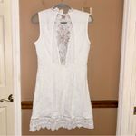 Lulus  Lace‎ Sheer Cutout High Neck Mini Dress white size medium Photo 1