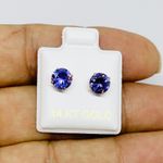 Real 14k Gold Studs purple violet earrings 6mm Photo 2