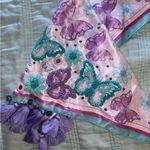 Pastel butterflies Embroidered Boho Western bandana Photo 1
