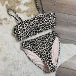 Something Navy  Classic Ribbed Bandeau Brown Ganache Leopard bikini set Photo 1