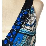 ECI New York Dress Womens 6 Blue And Black Paisley Beaded V Neck Tie Back Maxi Photo 5