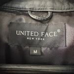 United Face black leather/fabric quilted moto jacket gold zippers women's med Photo 3