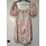 For Love & Lemons Kennedy Floral Print Mini Dress Pink Size Large NWT Open Back Photo 8