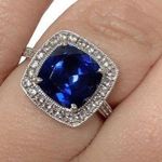 14K 14KT Karat Blue Sapphire White Gold Women’s Ring Sz 6.75 Photo 0