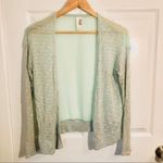 Francesca’s Birdcage Mesh Sweater Cardigan Mint Green S Green Photo 2