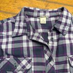 Duluth Trading Company Plaid Flannel Shirt Womens XL Purple Long Sleeve Button Photo 3