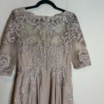 JJ's House NWT  A-line Illusion Tea-Length Chiffon Lace Sequin Dress in Picture Photo 3