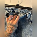 REWASH  HIGH RISE CUFFED STRAIGHT ANKLE JEANS -VINTAGE BLUE BLACK Photo 7